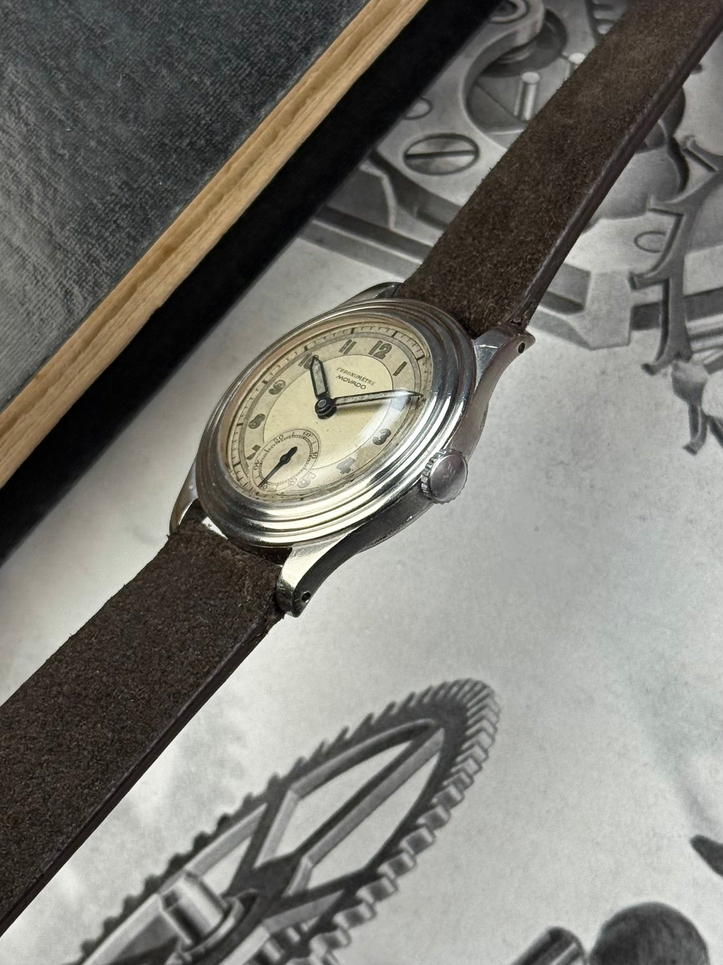 1930s Chronomètre Movado Steel Stepped Case