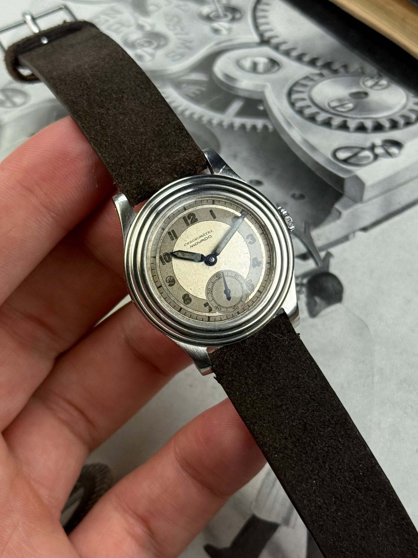 1930s Chronomètre Movado Steel Stepped Case