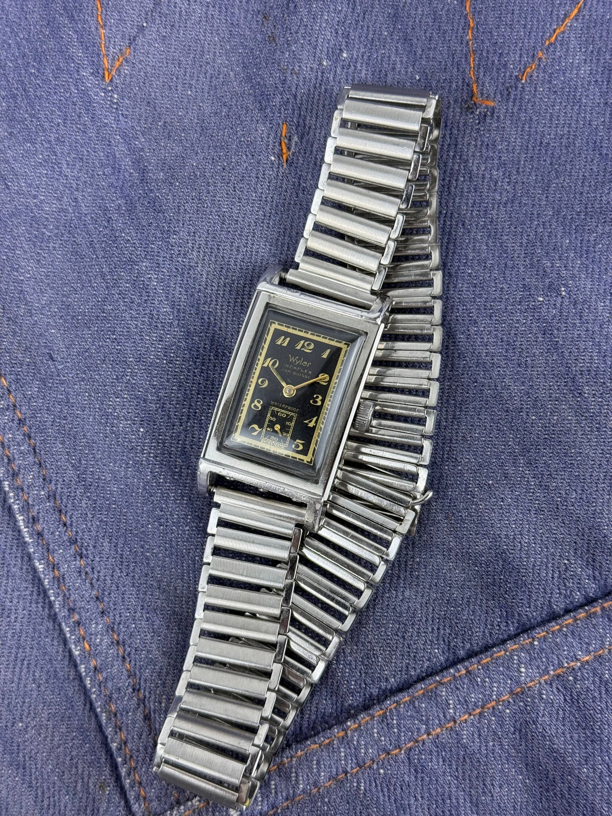 1930s Wyler Vetta Incaflex Waterproof Gilt Dial