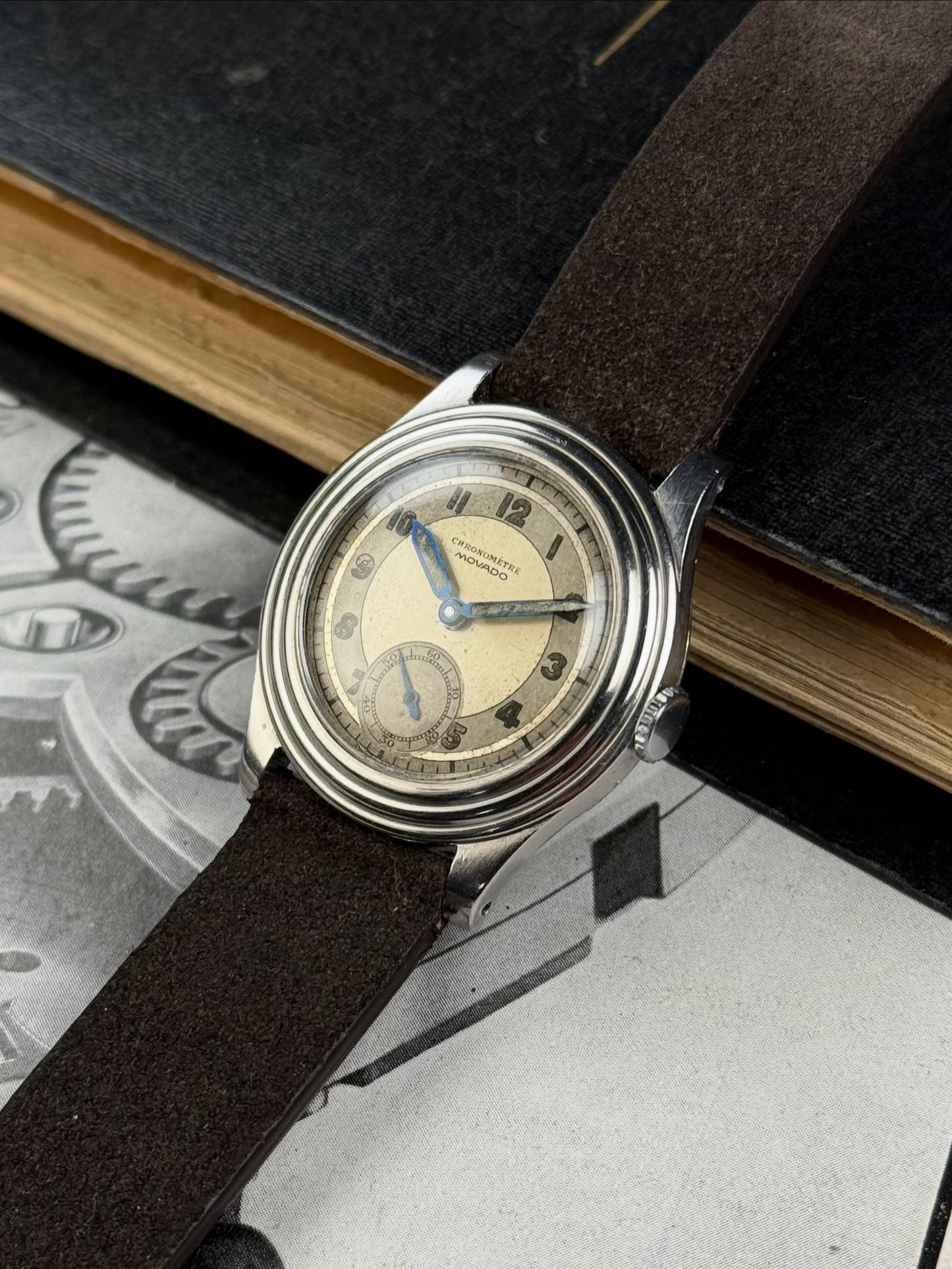 1930s Chronomètre Movado Steel Stepped Case