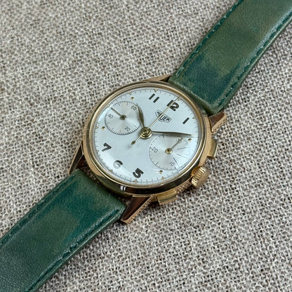 Heuer « Big Eyes » Ref2311 18k Gold Valjoux 23