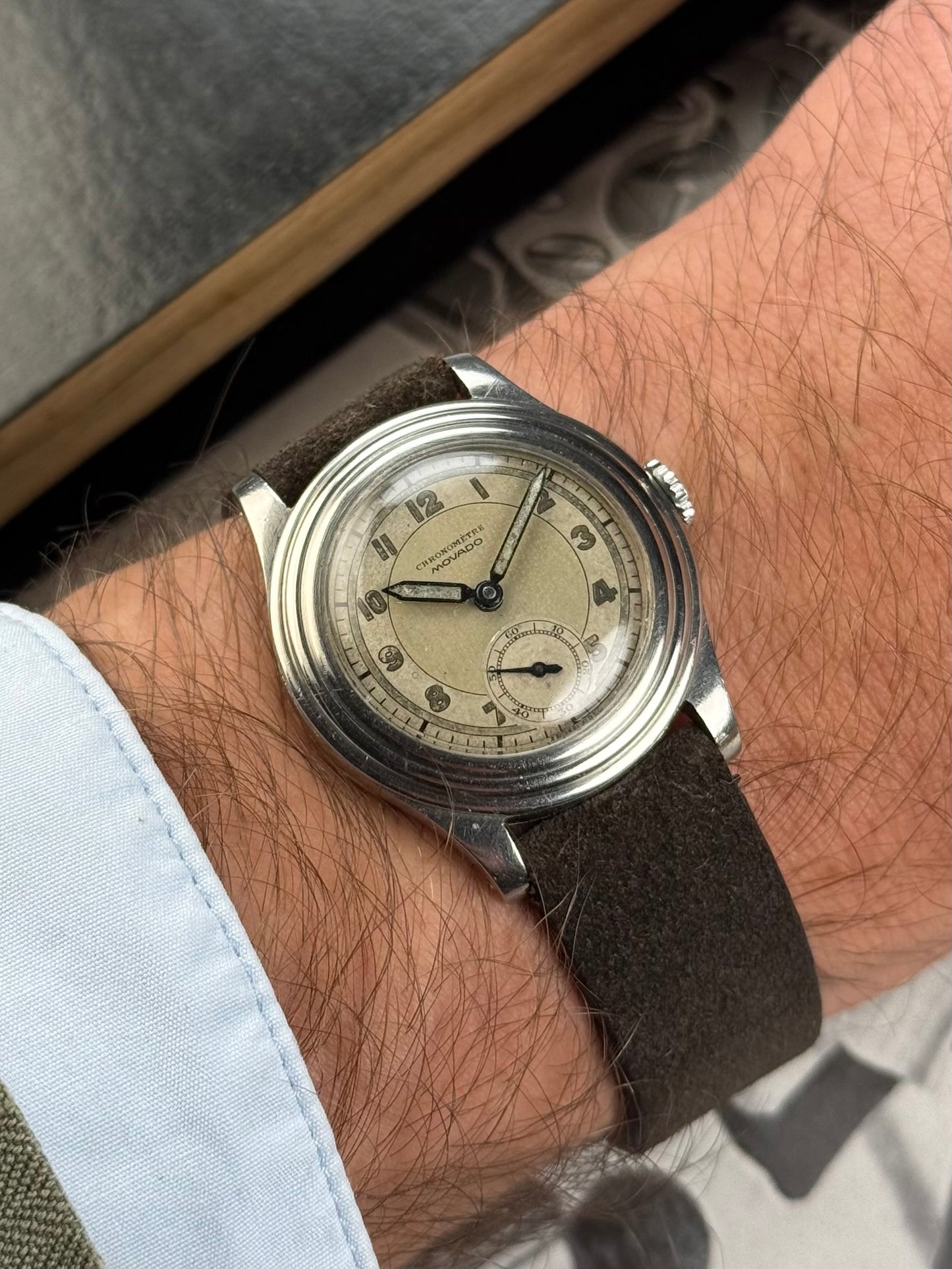 1930s Chronomètre Movado Steel Stepped Case