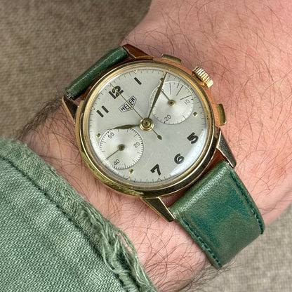 Heuer « Big Eyes » Ref2311 18k Gold Valjoux 23