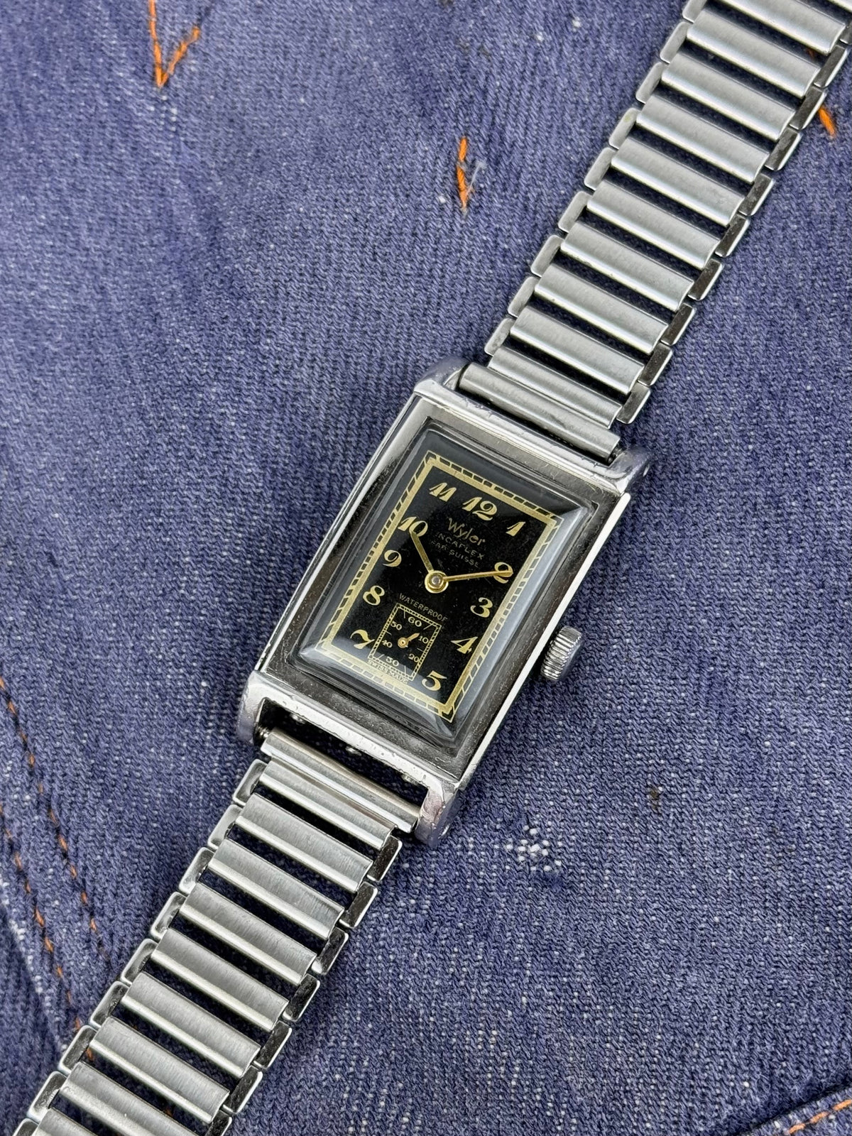 1930s Wyler Vetta Incaflex Waterproof Gilt Dial