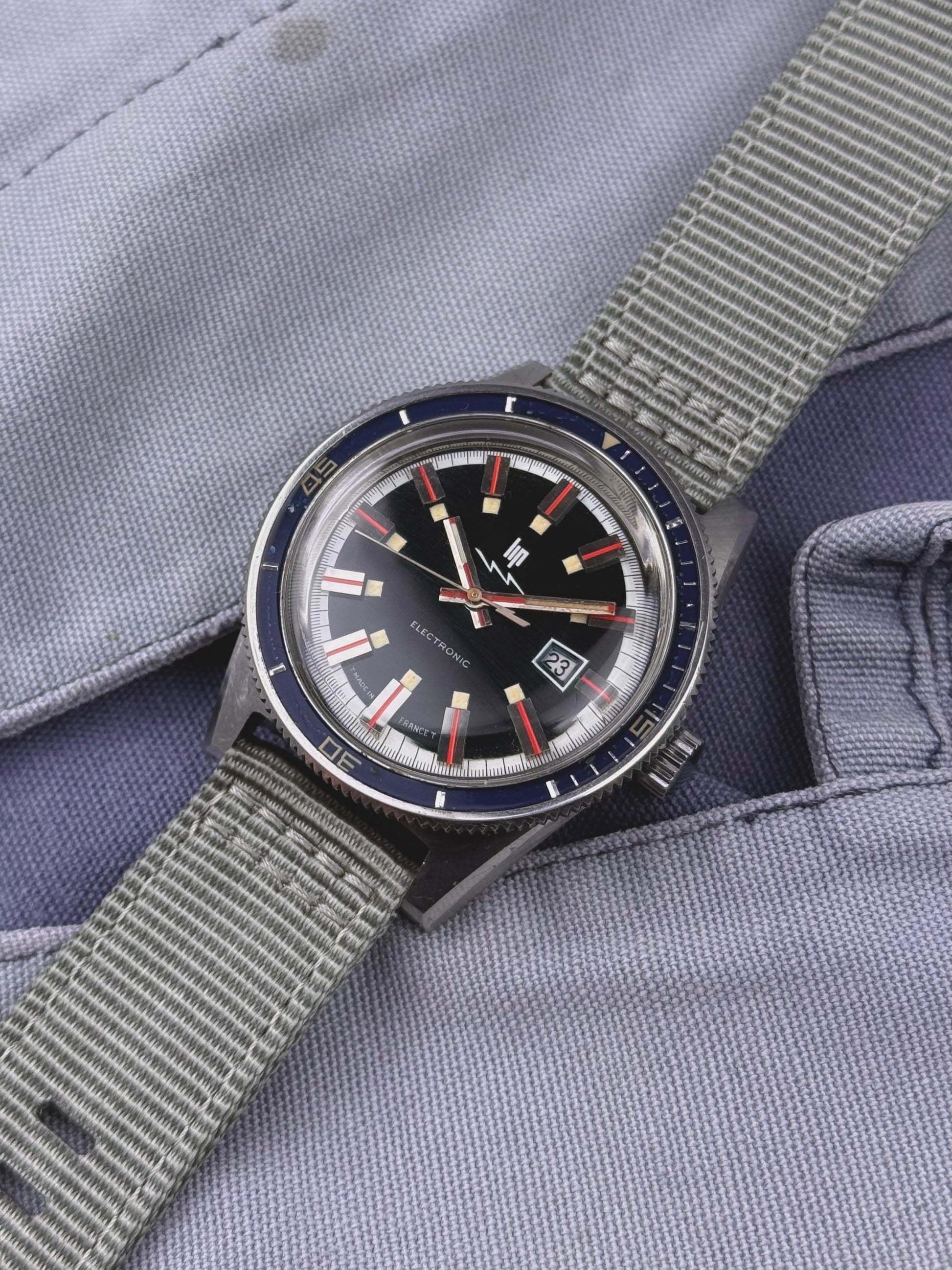 Cadran Vintage Original Pour Montre LIP Automatic - Gris Avec