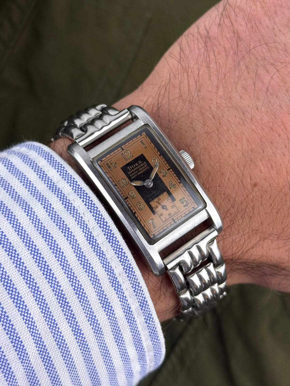 1940s Doxa Clamshell Copper Tuxedo Dial