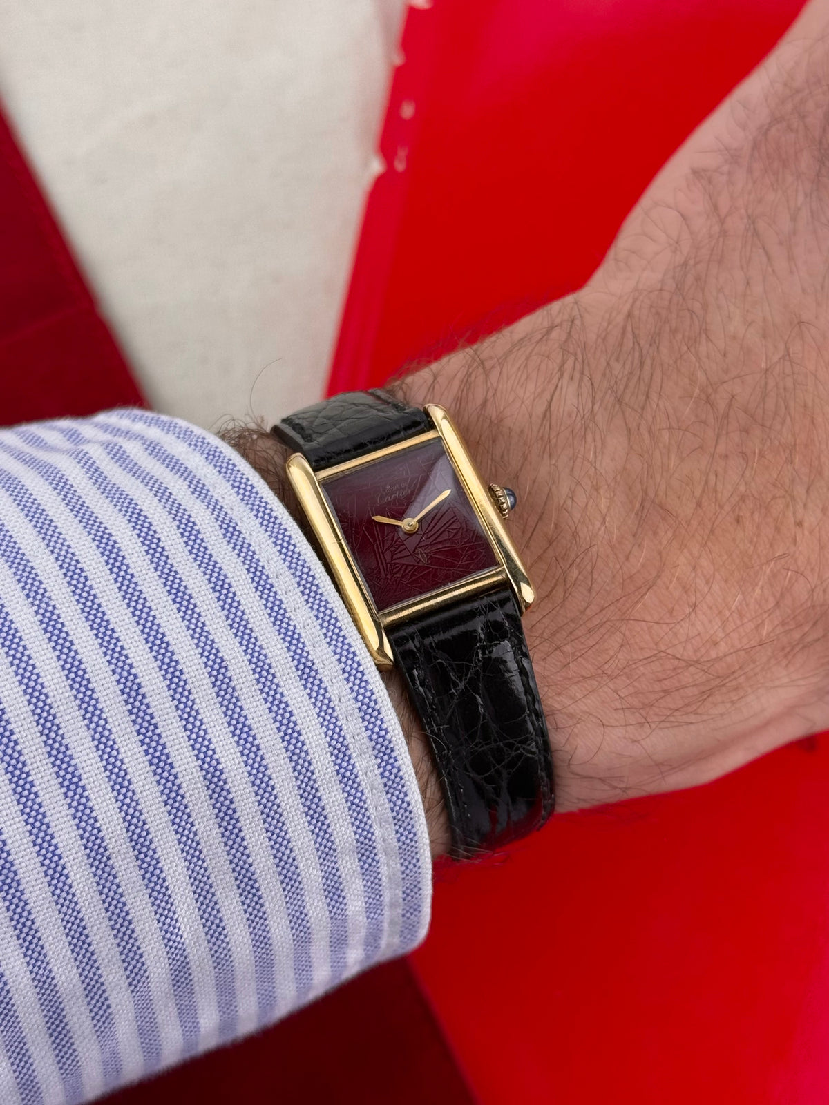 Cartier Tank Must Burgundy Mechanique PM