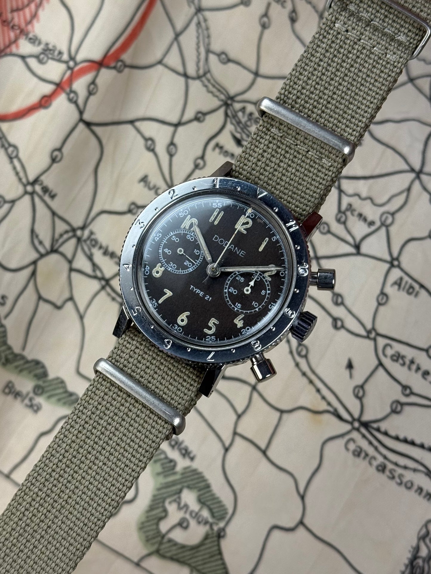 Dodane Type 21 military « Flyback » Valjoux 231