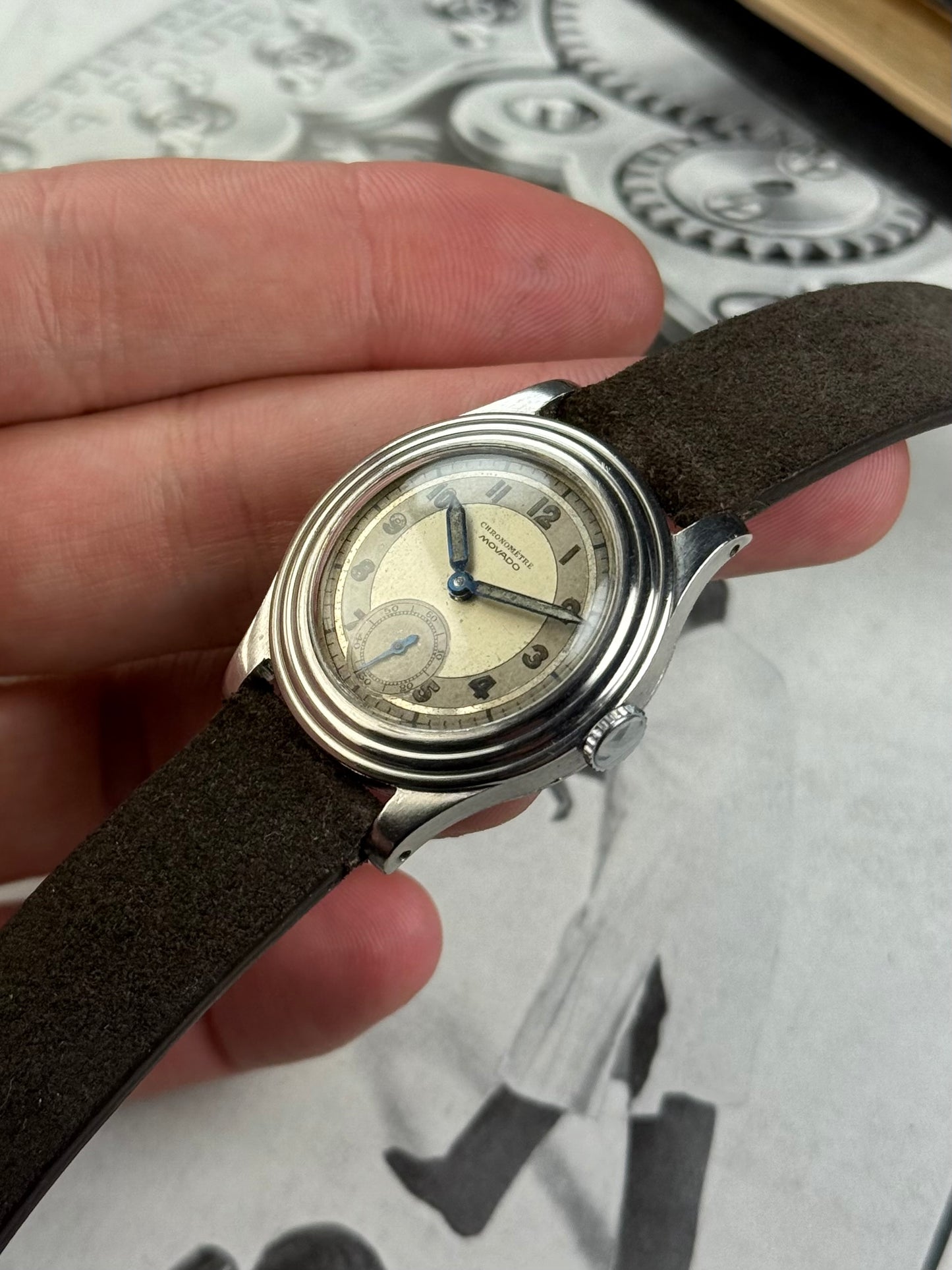 1930s Chronomètre Movado Steel Stepped Case